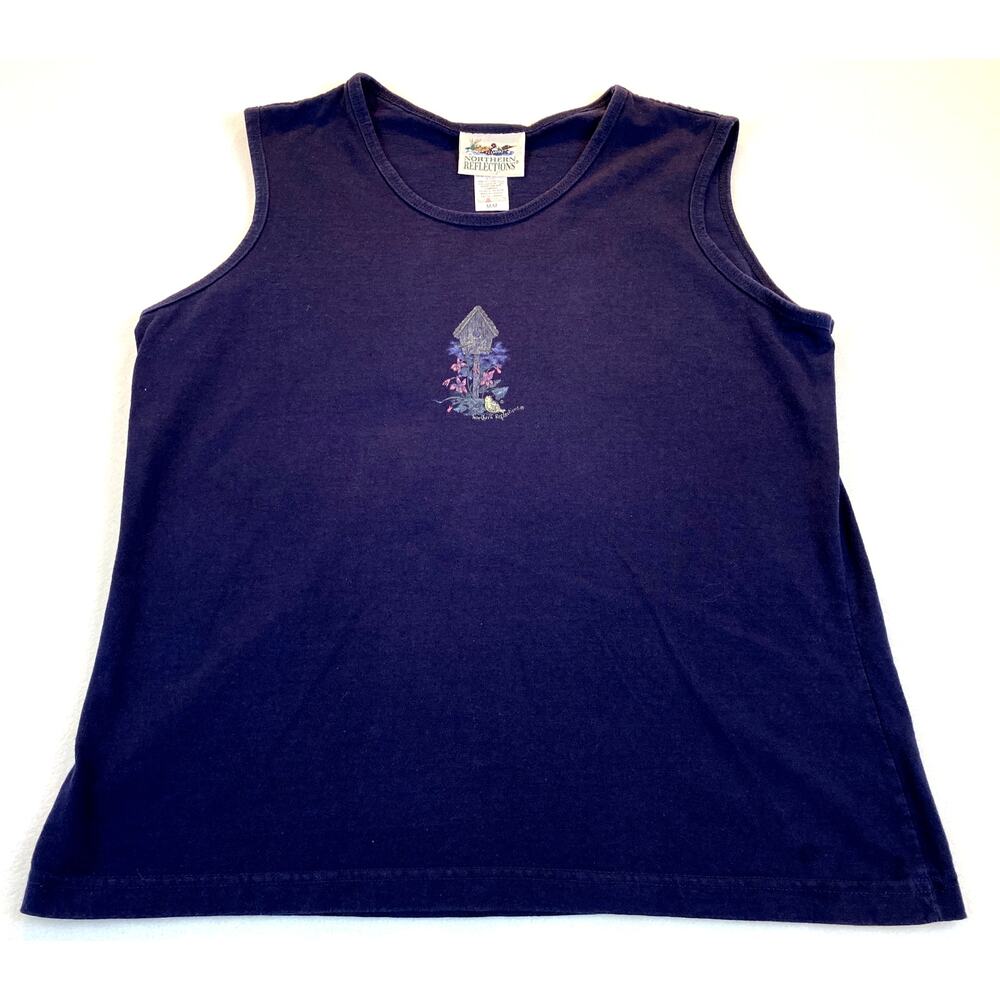 Northern Reflections Navy Top Sleeveless Birdhouse Vtg Med